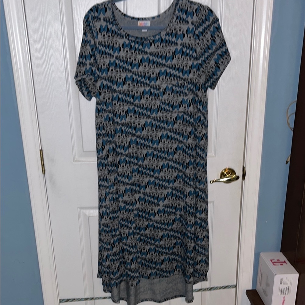 LuLaRoe Blue and Gray Patterned Dress